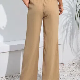 LULU & SKY Women High Rise Plain Parallel Trousers image 4