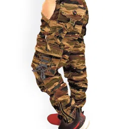 BAESD Boys Camouflage Printed Cotton Slim Fit Cargos image 3