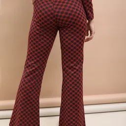 Tokyo Talkies Women Checked Bootcut Trousers image 2