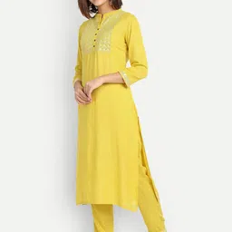 Haute and Humble Women Yoke Embroidered Sequin Design Kurta with Trousers image 3