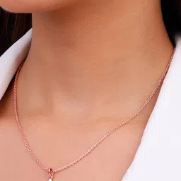 GIVA 925 Sterling Silver Rose Gold-Plated CZ Studded Pendant With Chain image 2