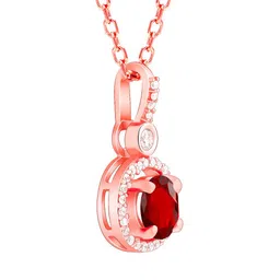 GIVA 925 Sterling Silver Rose Gold-Plated CZ Studded Pendant With Chain image 3