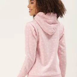 Duke Women Pink & White Floral Print Hooded Sweatshirt image 4