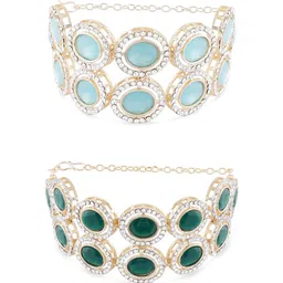 Zaveri Pearls Set of 2 Gold-Plated Austrian Diamonds Studded Wraparound Bracelets image 5