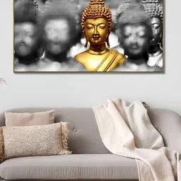 nestroots Grey & Gold-Toned Buddha Canvas Framed Painting Wall Art-picture-12