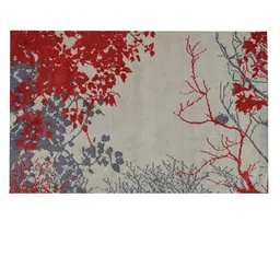 PRESTO Red & Grey Floral Rectangular Floor Carpet image 2