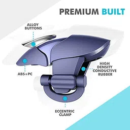 DUETMI Shark PUBG Mobile Trigger Controller Gamepad Gaming Triggers for PUBG Mobile/FreeFire/COD Mobile/etc- Works with Most Android and iOS Phones-1 Pair-(Midnight Blue) image 5