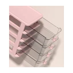 House of Quirk Pink 2 Tier Transparent Office Desktop Drawer Organizer image 3