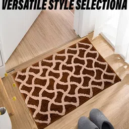 Kuber Industries Brown Geometric Cotton Doormat image 2