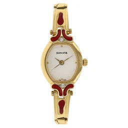 Sonata Quartz Analog White Dial Stainless Steel Strap Watch for Women-picture-25