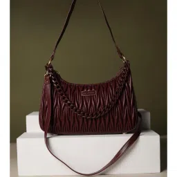 Van Heusen Women Maroon Textured Casual Handbag With Detachable Strap-picture-14