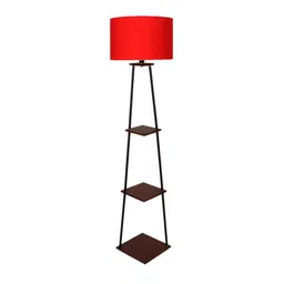 pristine interiors Reed Red Cotton Floor Lamp with Solid Wood image 1