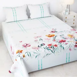 Story@Home Microfiber King Size Bedsheet with 2 Pillow Covers Floral Print-image-92