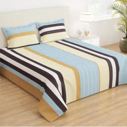 Story@Home 210 Tc Microfiber King Printed Flat Bedsheet with Pillow Cover-picture-16