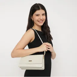 Fastrack Textured White Shoulder Bag for Women-image-54