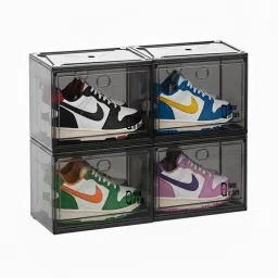 House of Quirk Shoe Boxes with Magnetic Door Clear Stackable Plastic - Black (Pack Of 4)-image-90