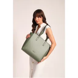 THE GUSTO Beyond Plus Tote Bag with Zipper -Green (M)-image-87