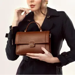 Strokes by Namrata Mehta Mocha Elegance Serena Handbag Cum Sling Bag - Brown-image-62