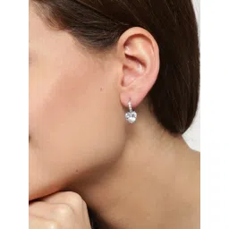 Jewels Galaxy Silver-Plated Handcrafted Heart Shaped Hoop Earrings image 1