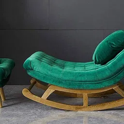 wooden twist Randelle Lounge Chair in Green Colour image 2