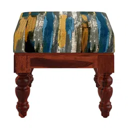 globally indian Zoya Turning Solid Wood Square Ottoman image 2