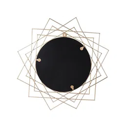 aapno rajasthan Gold Gold Metal Round Wall Mirror image 3