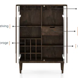 urban ladder Satsuki Solid Wood Bar cabinet in White & Walnut Finish image 4