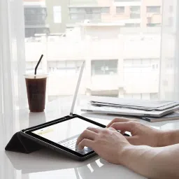 spigen Urban Fit TPU, Polyurethane Leather Case Cover for Apple iPad 10.2 Inch (9th, 8th & 7th Gen) (Built-in Kickstand, Black) image 5