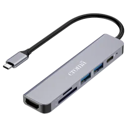 Croma 6-in-1 USB 3.0 Type C to HDMI, USB Type A 3.0, USB Type C, TF Card & SD Card Slot Multi Utility Hub (Supports Fast Charging, Grey)-picture-19
