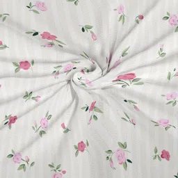 CHHAVI INDIA Cream & Pink Printed 210 TC Queen Bedsheet Set2.50m x 2.25m image 2