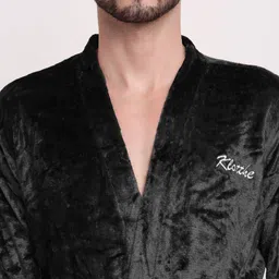 KLOTTHE Self Design Wool Bath Robe With Belt image 4