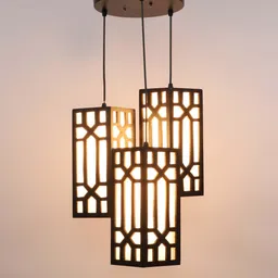 foziq Bello Brown Wood Cluster Hanging Light image 3