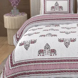 Urban Jaipur Red & Grey Ethnic Motifs 186 TC Queen Bedsheet with 2 Pillow Covers-picture-25