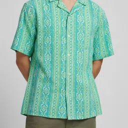 Kook N Keech Striped Printed Cuban Collar Pure Cotton T-Shirt image 5