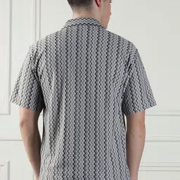 MaverIQ Men Premium Fit Geometric Printed Cuban Collar Casual Shirt image 5