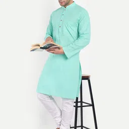 Excent Men Regular Pure Cotton Kurta with Churidar image 2