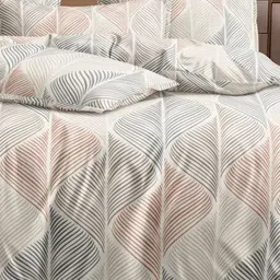 Aura Cream-Colored & Blue Printed Duvet Cover With 2 Pillow Covers image 4
