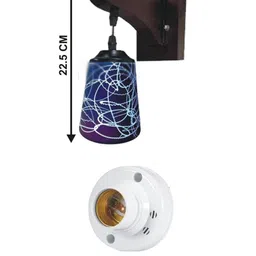 1ST TIME Pink & Multicoloured Printed Wood Contemporary Frustum Shaped Wall Lamp image 3