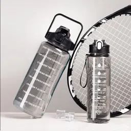 Mebo Black Set of 3 Plastic Typography Water Bottle image 5