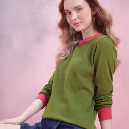 DressBerry Contrast Neck Pullover-image-9