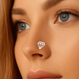 Sangria Diamond Geometric 925 Sterling Silver Wire Nose Pin image 4