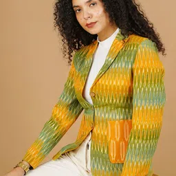 INDOPHILIA Printed Cotton Single-Breasted Blazer image 2