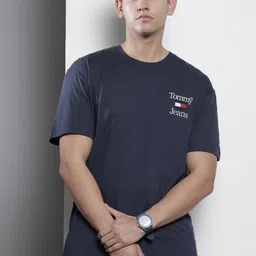 Tommy Hilfiger Men Pure Cotton Brand Logo Printed T-shirt image 3