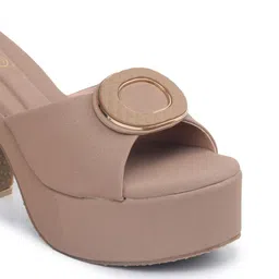 Shezone Textured Party Block Sandals with Buckles image 5