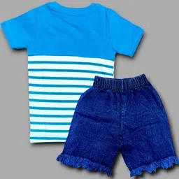 MAHI CREATION Boys Striped T-shirt With Shorts Clothing Set image 2