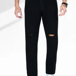 me Queen Men Straight Fit Mid-Rise Pure Cotton Slash Knee Jeans-picture-19