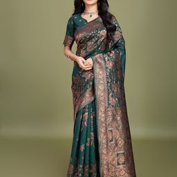 RICH & ROMAN Woven Design Zari Pure Silk Banarasi Saree-picture-18
