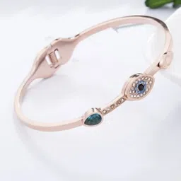 V FASHION JEWELLERY Rose Gold-Plated Stones Studded Evil Eye Kada Bracelet-picture-25