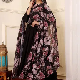 BAESD Women Floral Printed Dupatta With Round Neck Kurta & Palazzos Set image 5