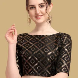 Oomph! Women Woven Design Boat Neck Saree Blouse-image-17